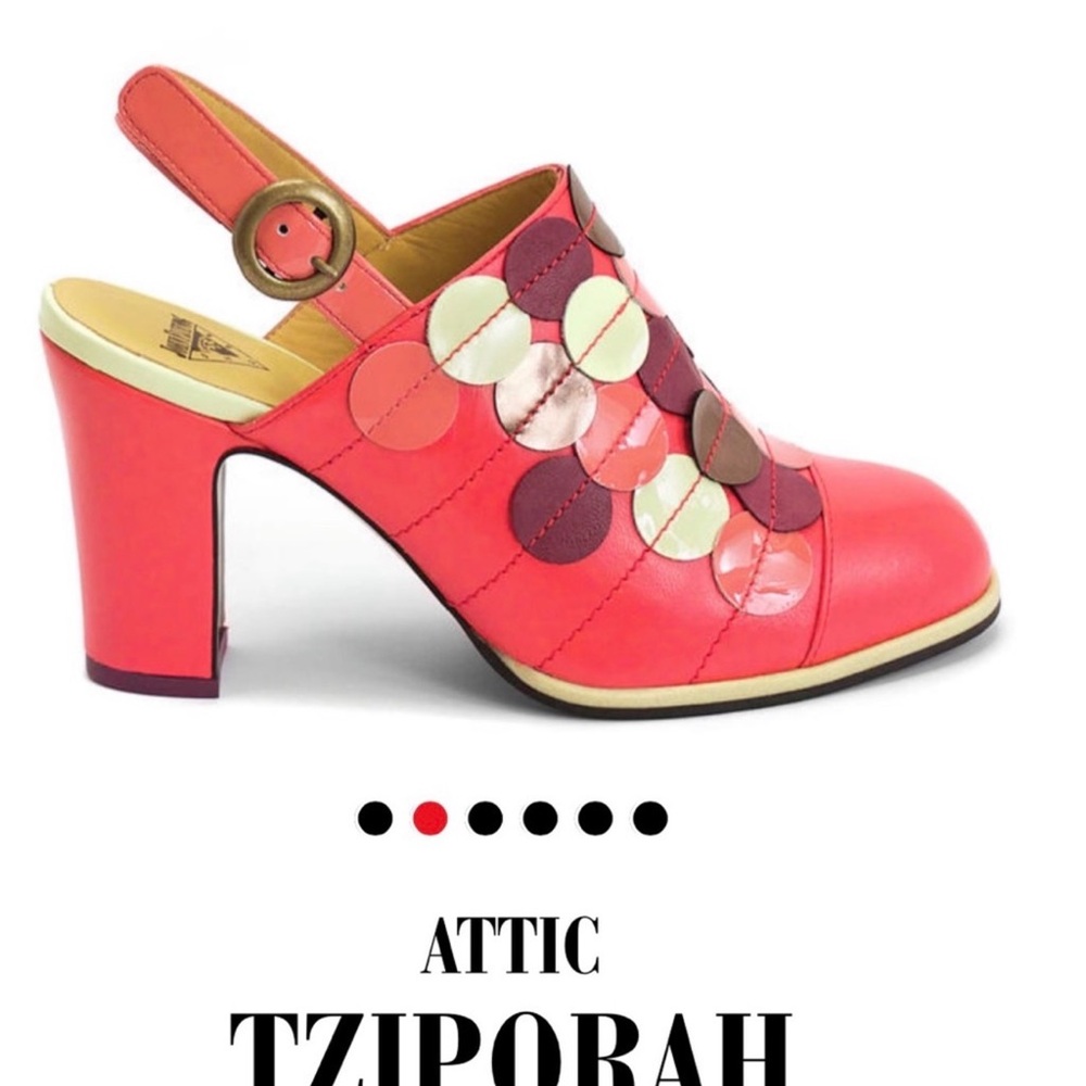 John Fluevog The Attic Tziporah Appliqué Slingback shoes sz 8 1/2 - Picture 2 of 7